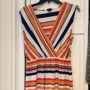 Striped summer dress crisscross front
